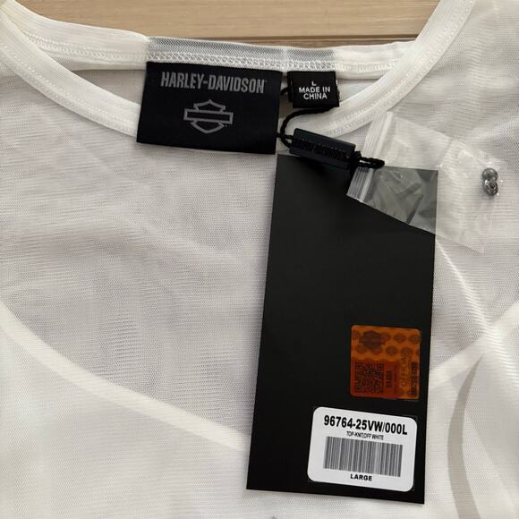 NWT Harley Davidson Women's Flames For Days Mesh Top in Cloud Dancer size Large - Picture 4 of 9